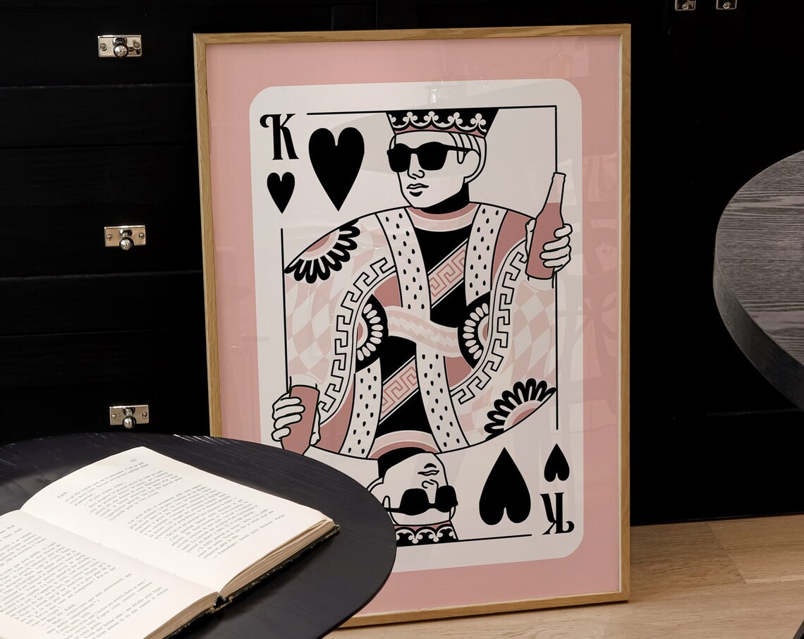 King Of Hearts Retro Print, Bedroom Apartment Decor