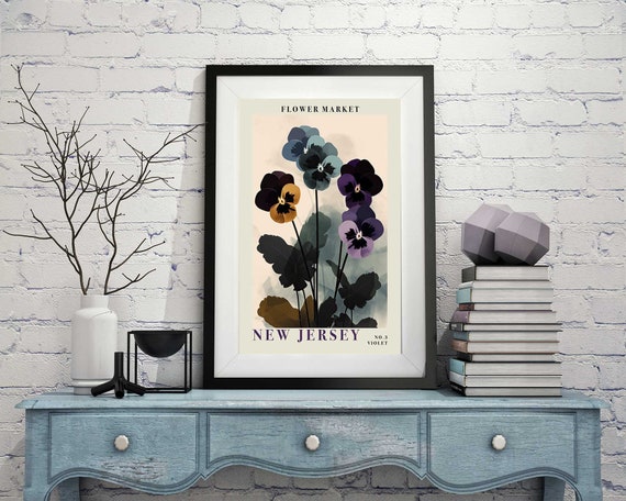 New Jersey Violet Flower Market Print Poster Version 1 Nj State Flower Botanical Wall Art Wall Art Print