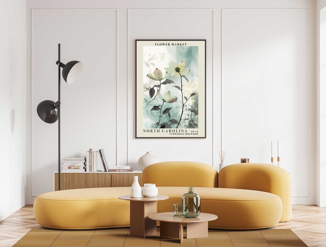 North Carolina Flowering Dogwood Watercolor Spring Botanical Poster - Image 4