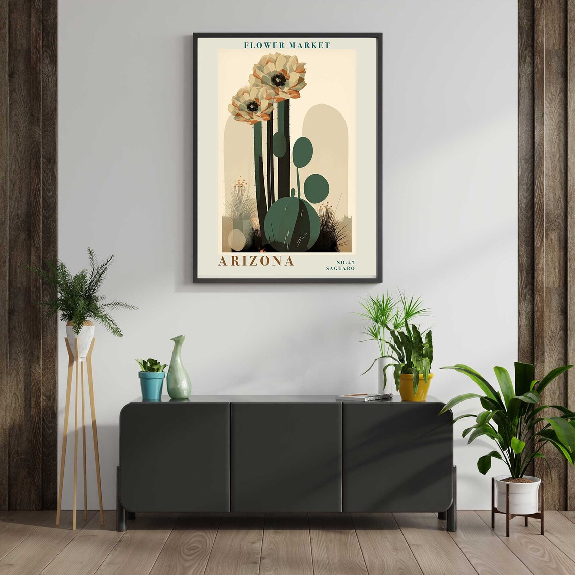 Arizona Flower Market Saguaro Cactus Bloom Desert Botanical Poster - Image 4