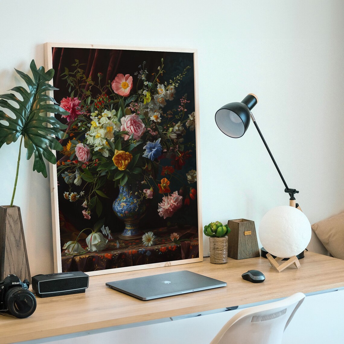 Dutch Old Master Flower Bouquet in Blue Vase Still Life Poster - Image 3