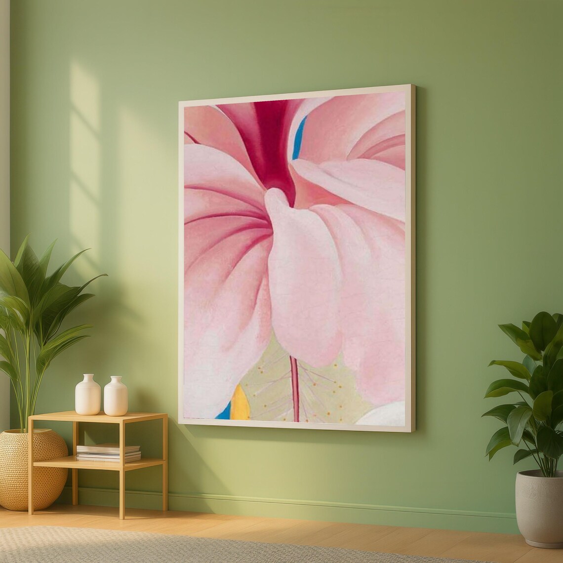Soft Pink Hibiscus Flower Closeup in the Style of Georgia O'Keeffe Poster