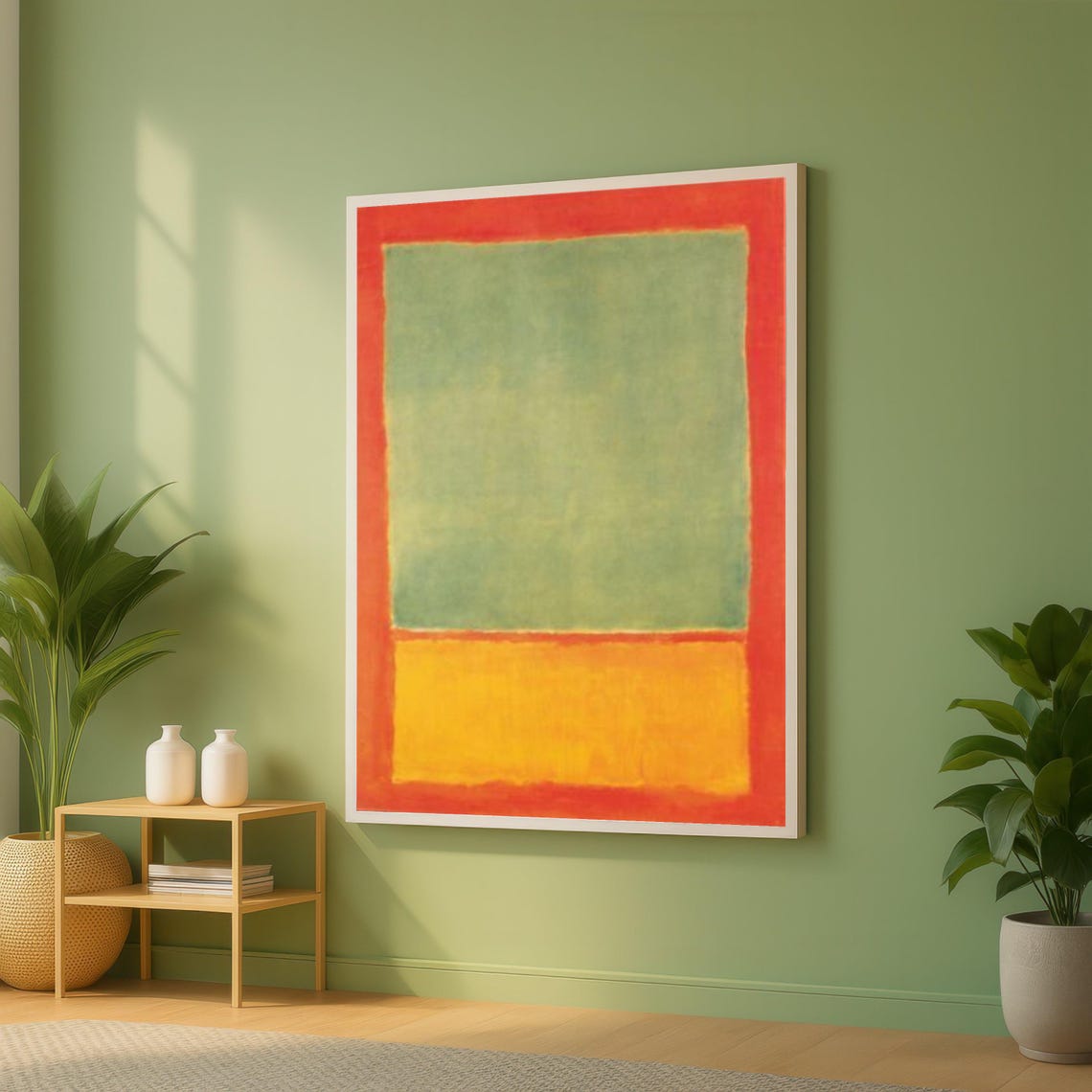 Rothko Style Green and Orange Color Block Abstract Modern Art Poster