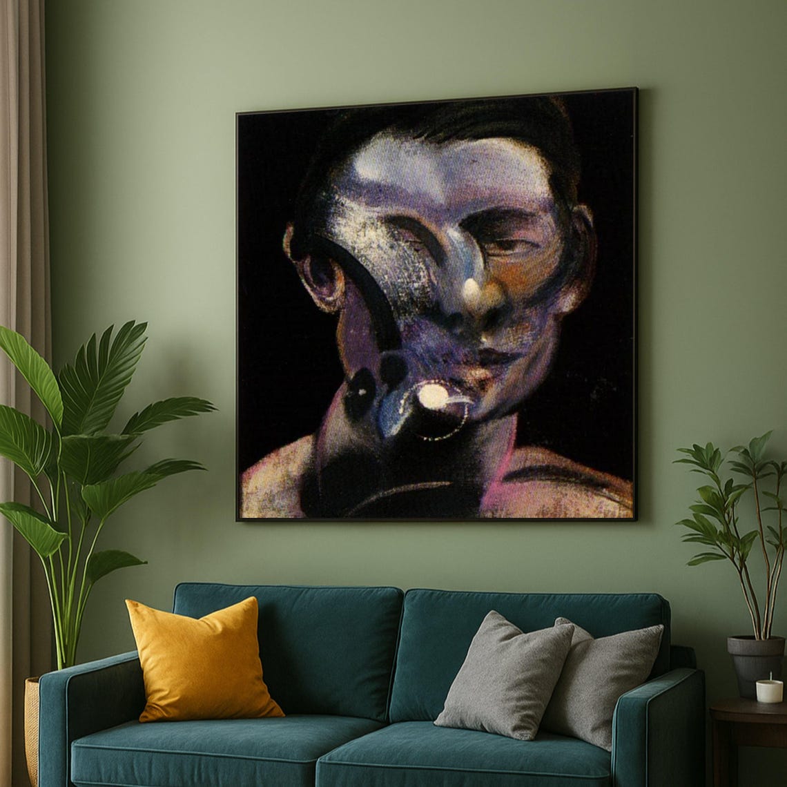 Distorted Face Dark Surreal Abstract Portrait Modern Art Poster