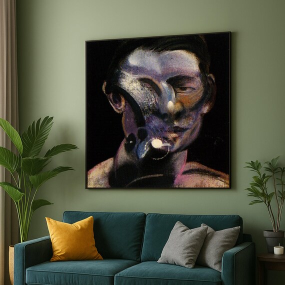 Distorted Face Dark Surreal Abstract Portrait Modern Art Poster