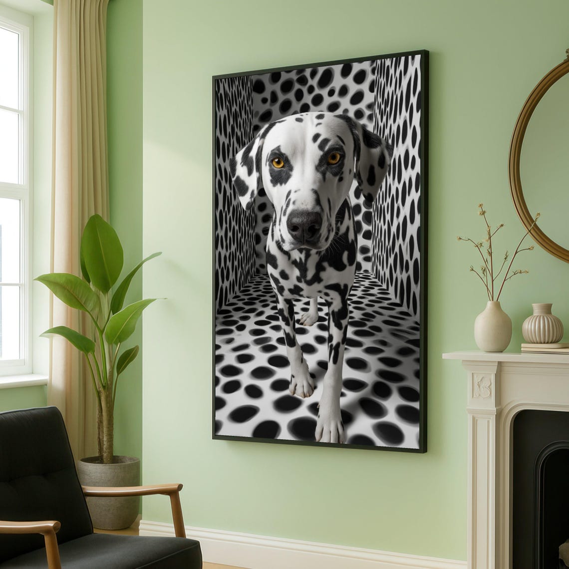 Dalmatian Dog Spotted Tunnel Optical Illusion Portrait Poster