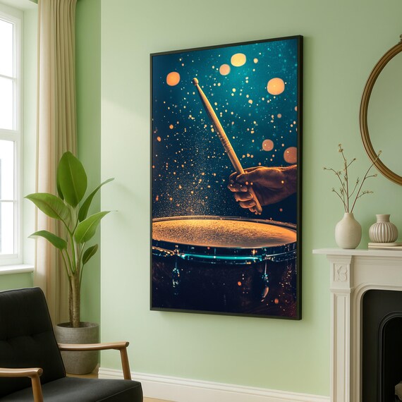 Drummer Hand Striking Snare Drum With Drumstick Percussion Poster