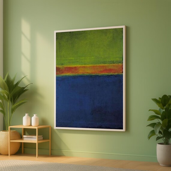 Rothko Art Modern Abstract Color Block Canvas Bold Blue And Green Wall Contemporary Painting Minimalist Home Decor