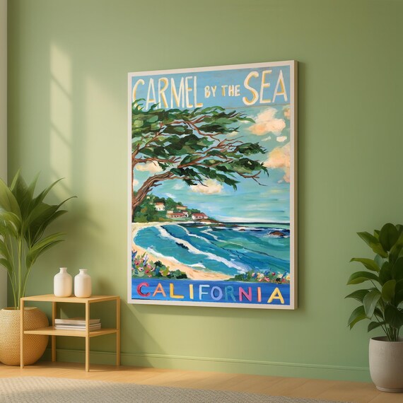 Carmel By The Sea Colorful Painted Beach Cove California Wall Poster