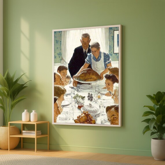 Norman Rockwell Thanksgiving Feast Family Vintage Classic Art Print