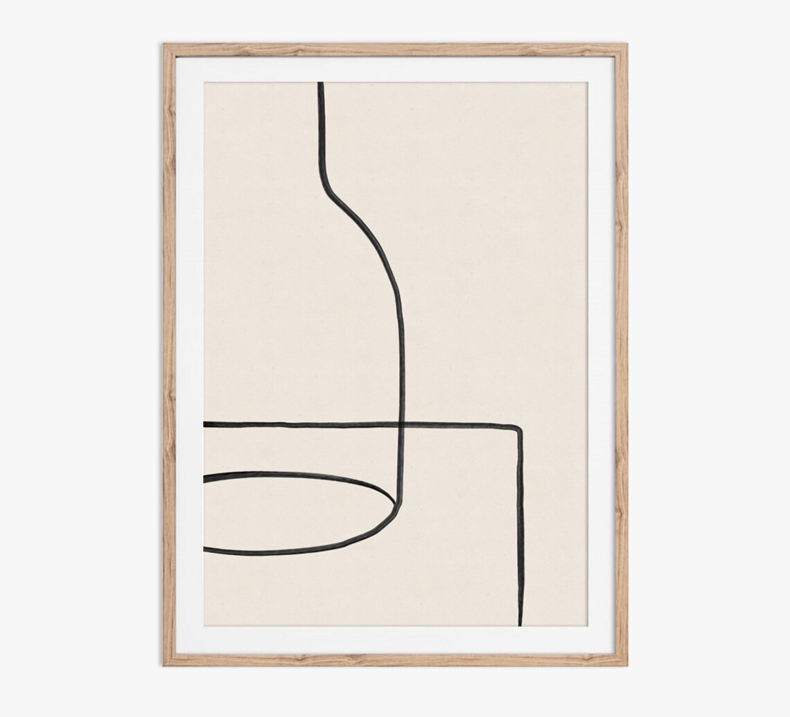 Vase On A Table, Minimal Abstract Line Drawing