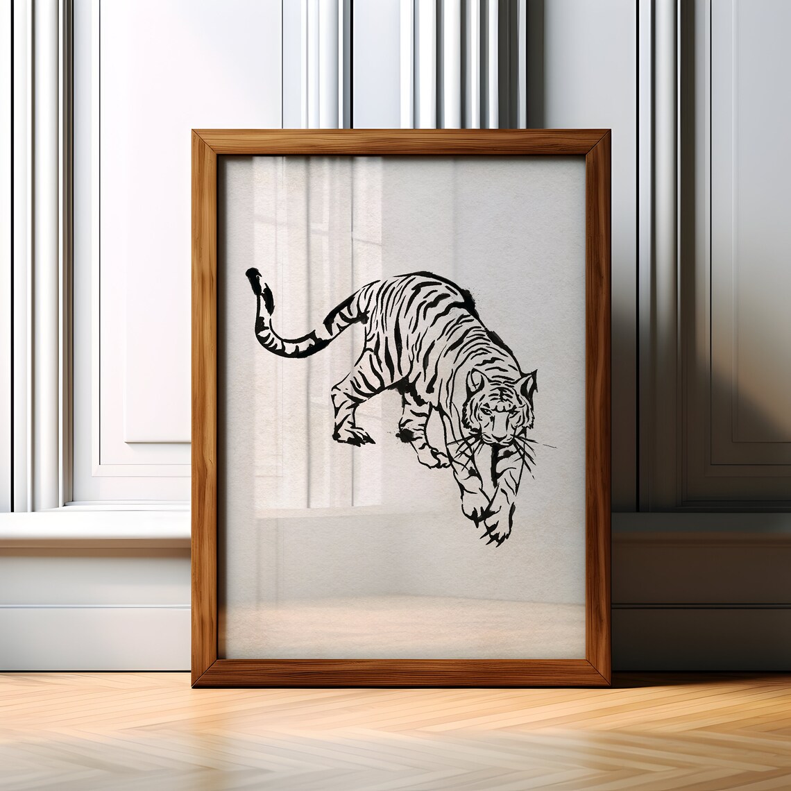 Tiger Minimalist Boho Art Print, Wild Animal Poster
