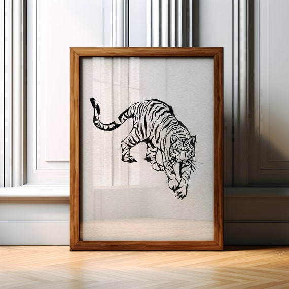 Tiger Minimalist Boho Art Print, Wild Animal Poster