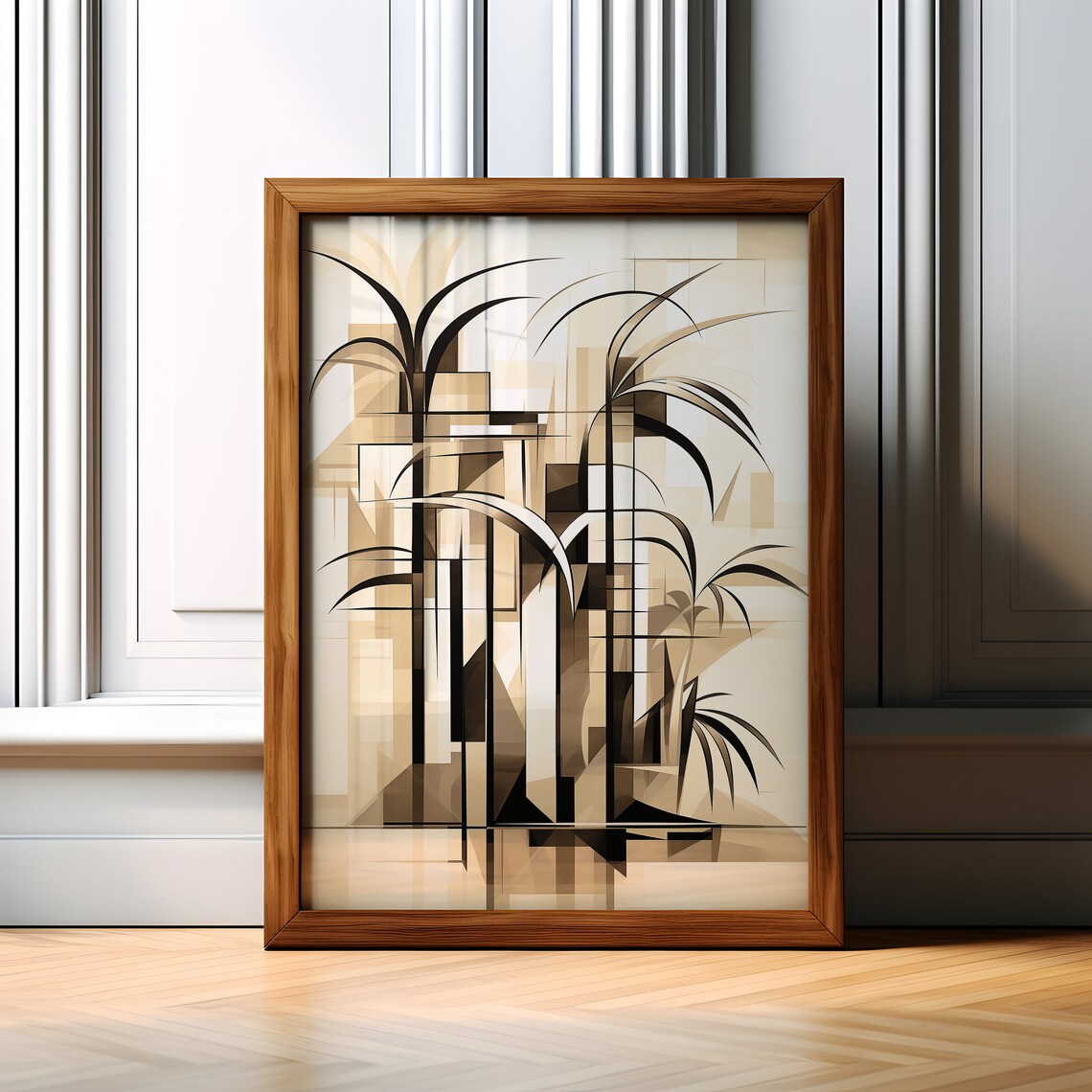 Art Deco Palm Trees Black Gold Modern Tropical Botanical Art Poster