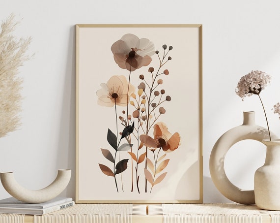 Natural Ambiance Flowers, Boho Scandinavian Poster