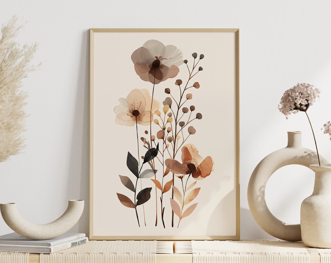 Natural Ambiance Flowers, Boho Scandinavian Poster