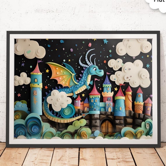Baby Dragon Nursery Art, Kids Room Wall Art