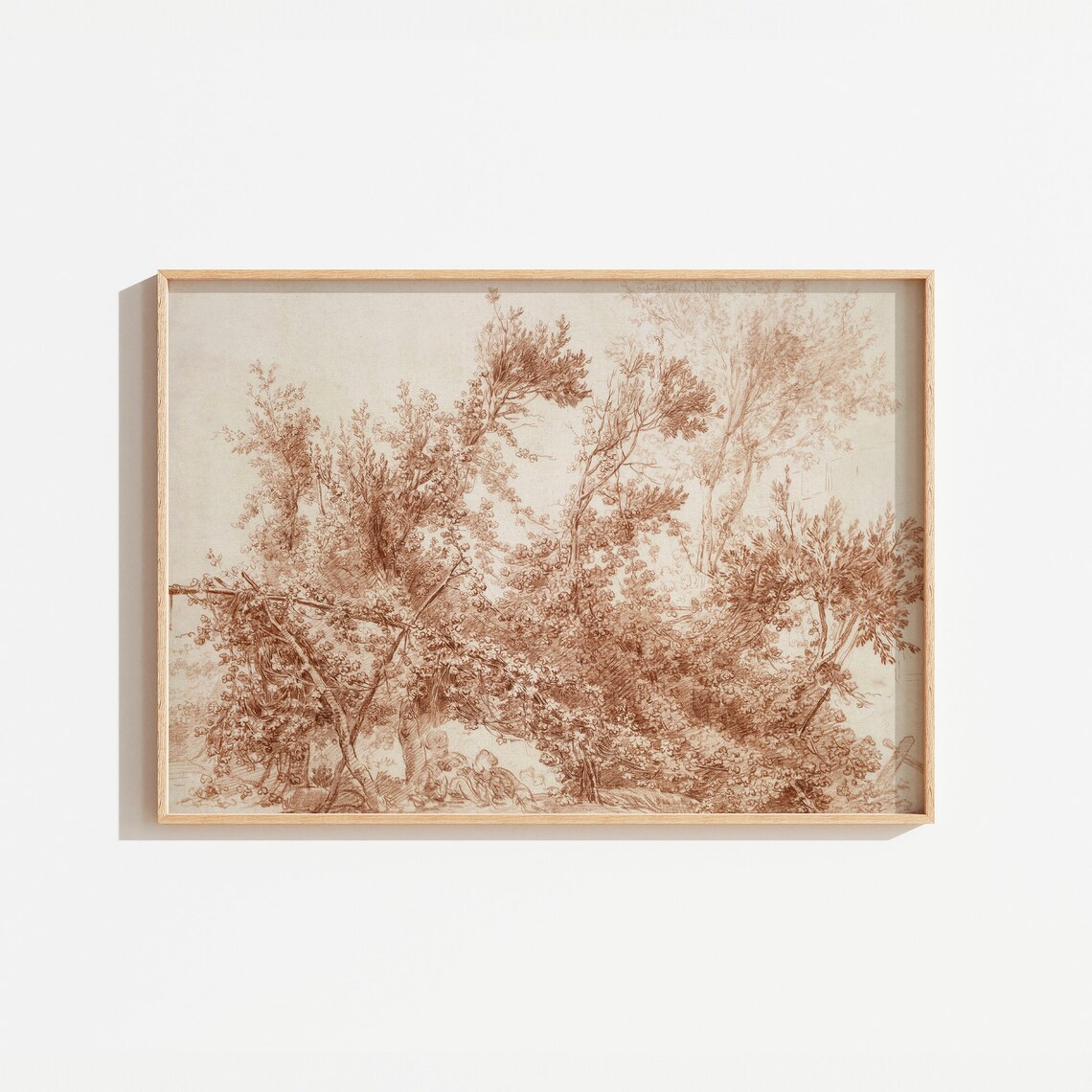 Vintage Warm Toned Landscape Art Print, French Rustic