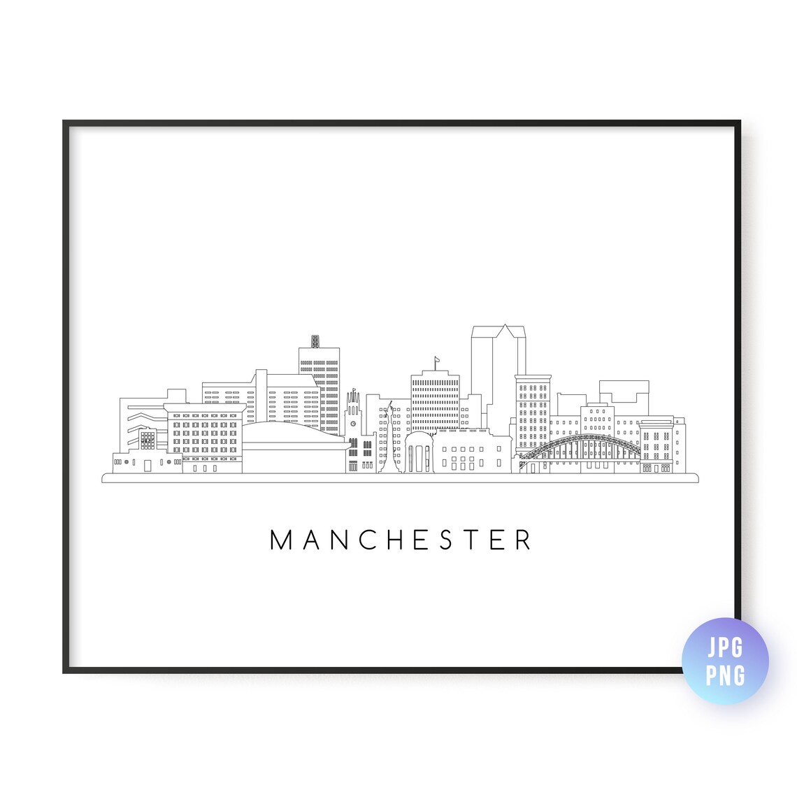 Manchester Skyline Line Art Travel Poster