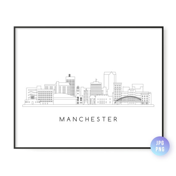 Manchester Skyline Line Art Travel Poster