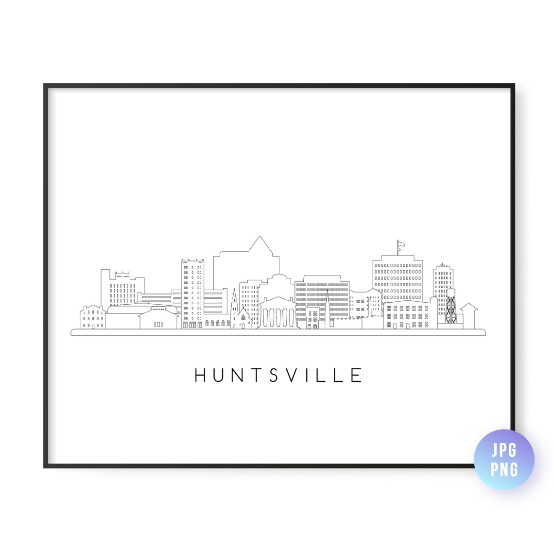 Huntsville Skyline City Line Art Travel Poster
