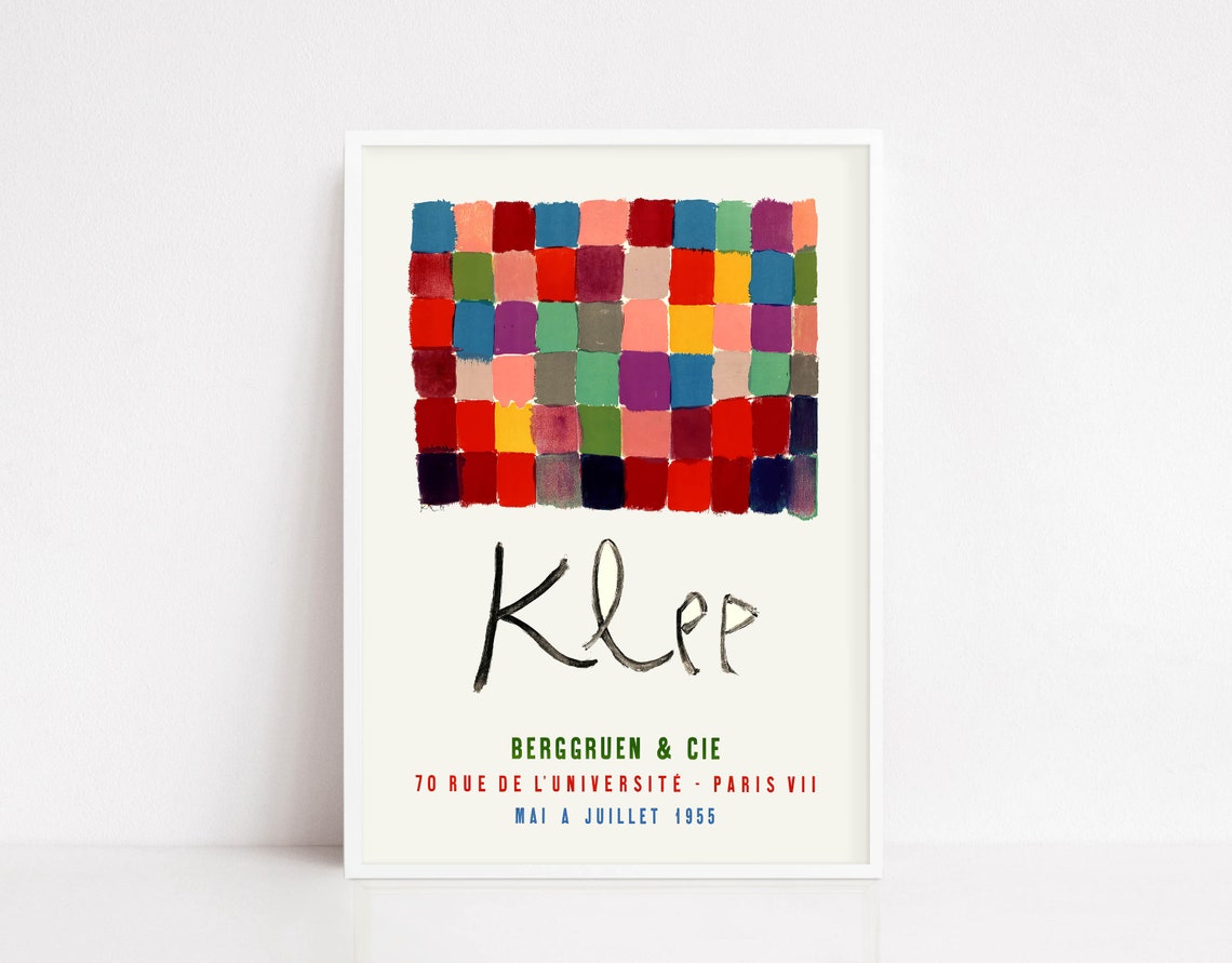 Paul Klee Berggruen Paris 1955 Colorful Grid Squares Exhibition Poster