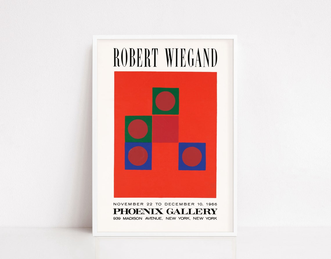 Robert Wiegand 1966 Phoenix Gallery New York Geometric Abstract Poster