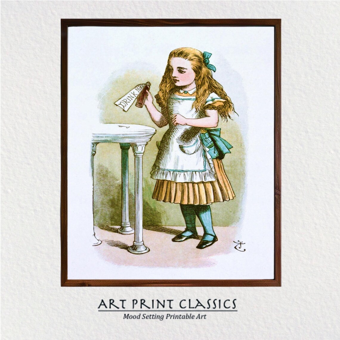 Alice In Wonderland Drink Me Classic Tenniel Illustration Art Poster