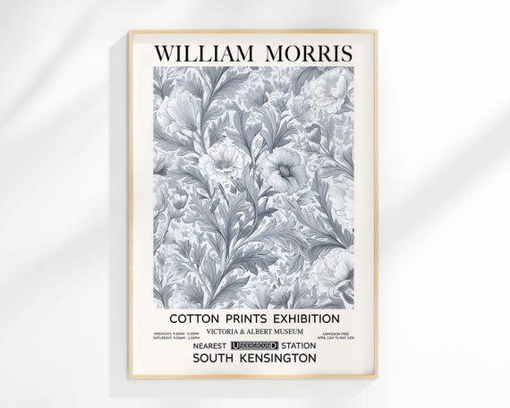 William Morris Flower Print Silver Poppy Flowers Poster Vintage Botanical Floral Wall Art