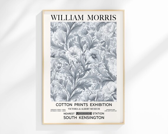 William Morris Silver Floral Cotton Prints Exhibition Art Poster