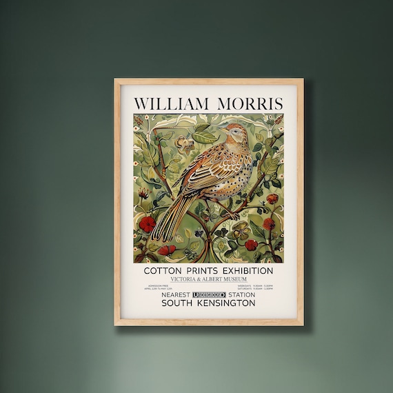 William Morris Partridge Print Vintage Floral Exhibition Poster