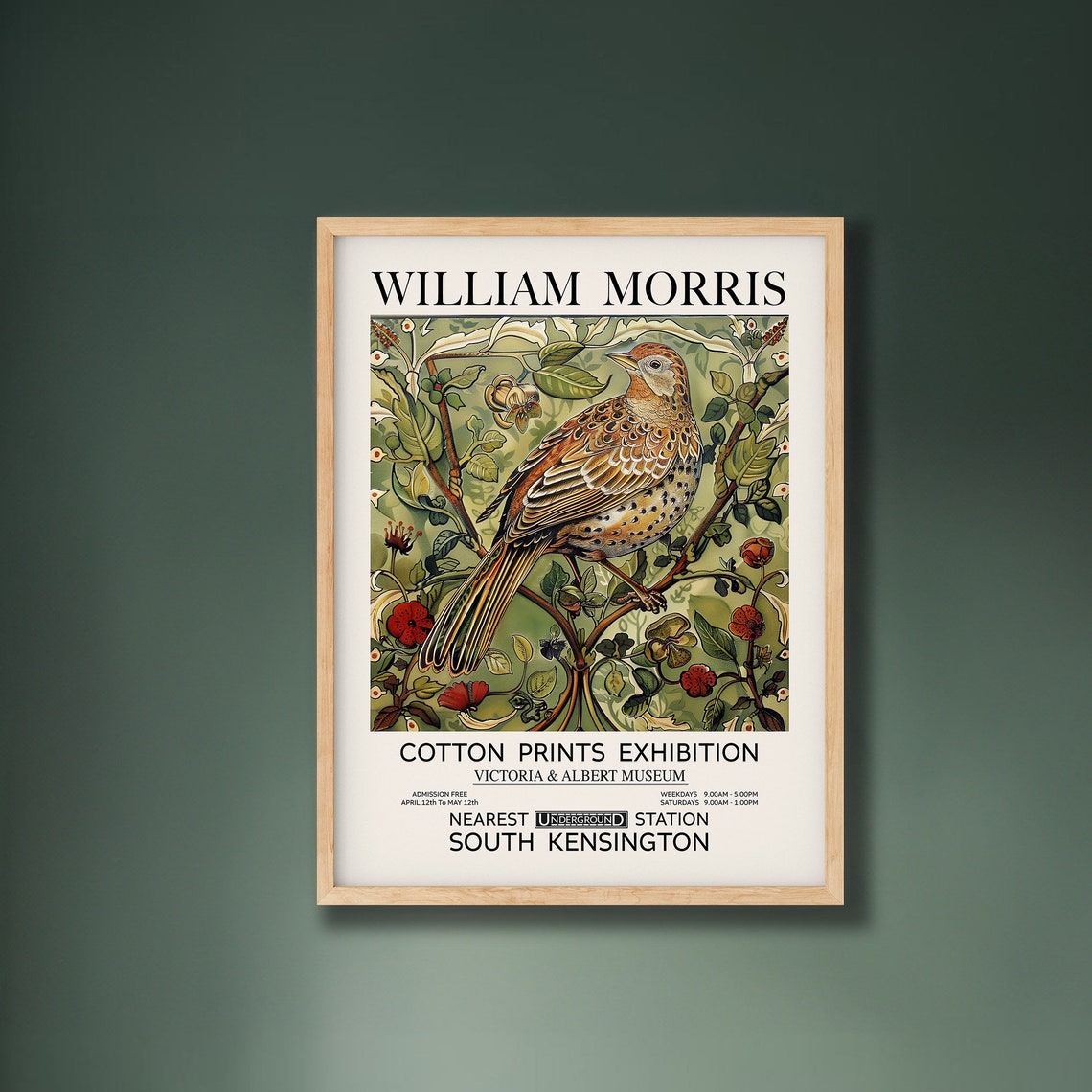 William Morris Partridge Bird Botanical Exhibition Museum Poster