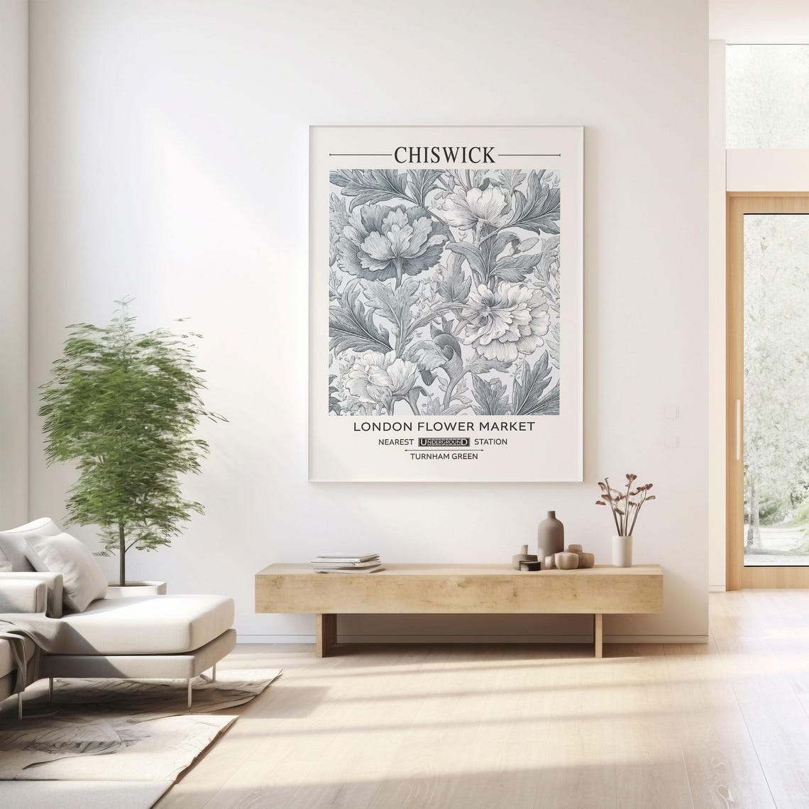 Chiswick London Flower Market William Morris Style Floral Poster