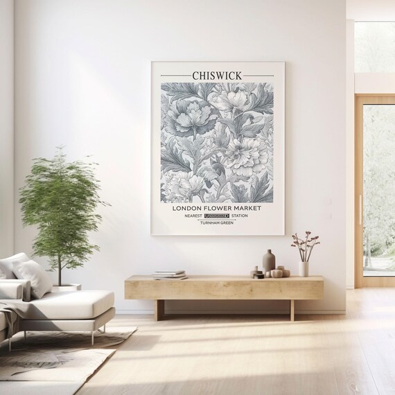 Chiswick London Flower Market William Morris Style Floral Poster