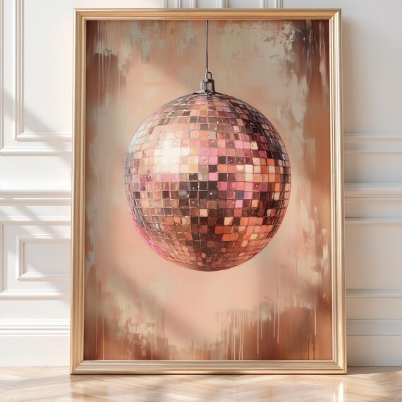 Gold Disco Ball Retro Party Glam Shine Mirrorball Art Poster