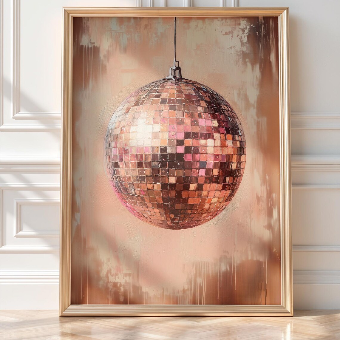 Gold Disco Ball Retro Party Glam Shine Mirrorball Art Poster