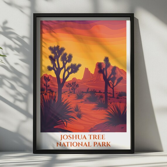 Joshua Tree National Park Poster California Desert Wall Art Retro Travel Print