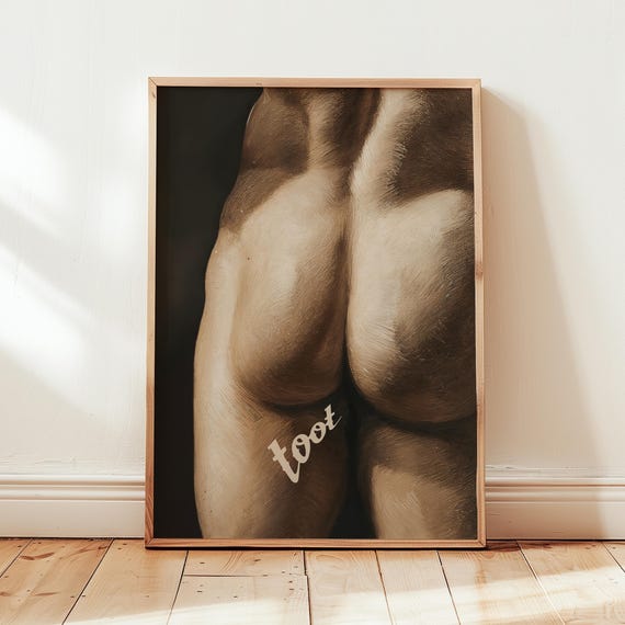 Funny Restroom Art Toilet Decor Bachelor Gift Male Figure Study Print Digital Download