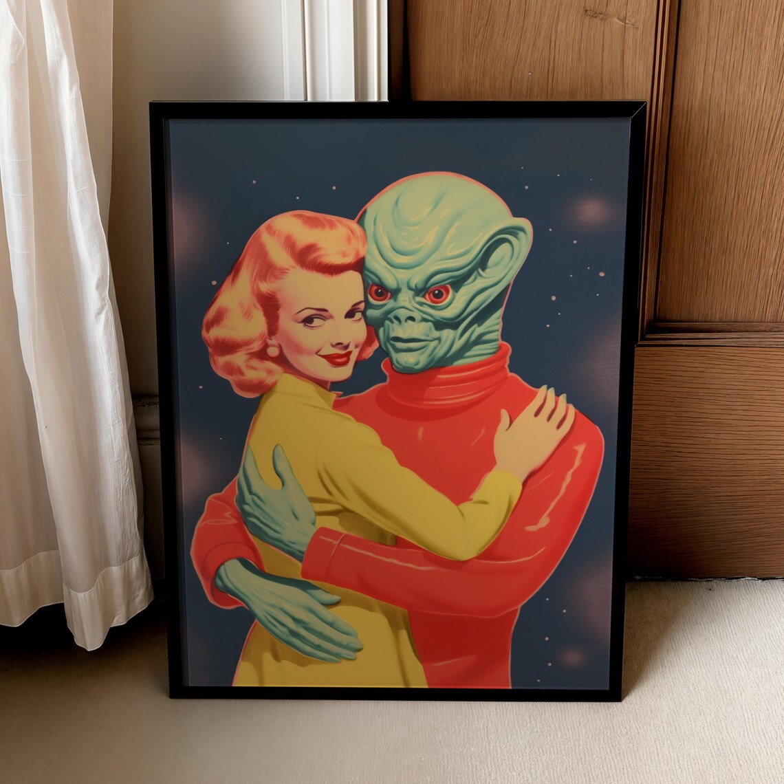 Alien Vintage Sci-Fi Poster, Surrealist Wall Art