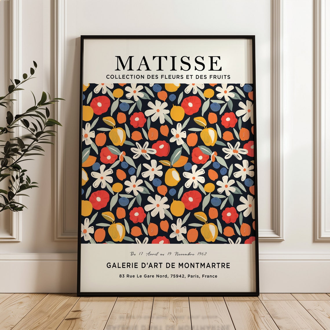 Matisse Collection Des Fleurs Et Des Fruits Bold Navy Botanical Poster