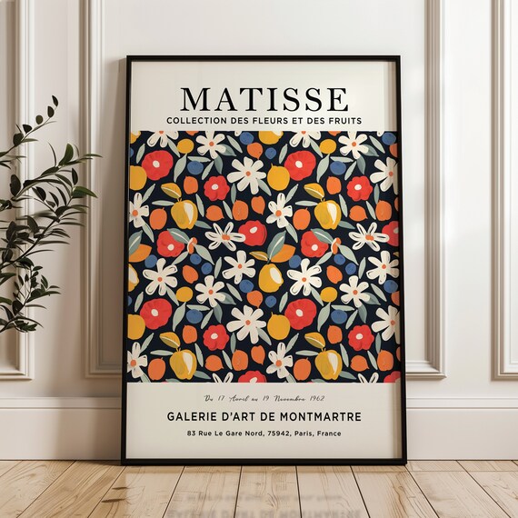 Matisse Collection Des Fleurs Et Des Fruits Bold Navy Botanical Poster