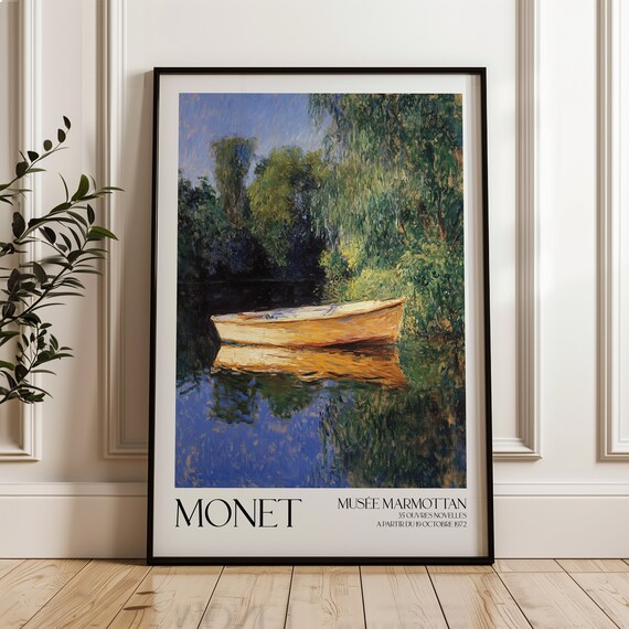 Monet Rowboat on River Impressionist Museum Exhibition Art Poster