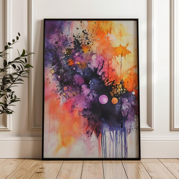 Abstract Watercolor Wall Art Aura Poster Colorful Splash Matte Paper