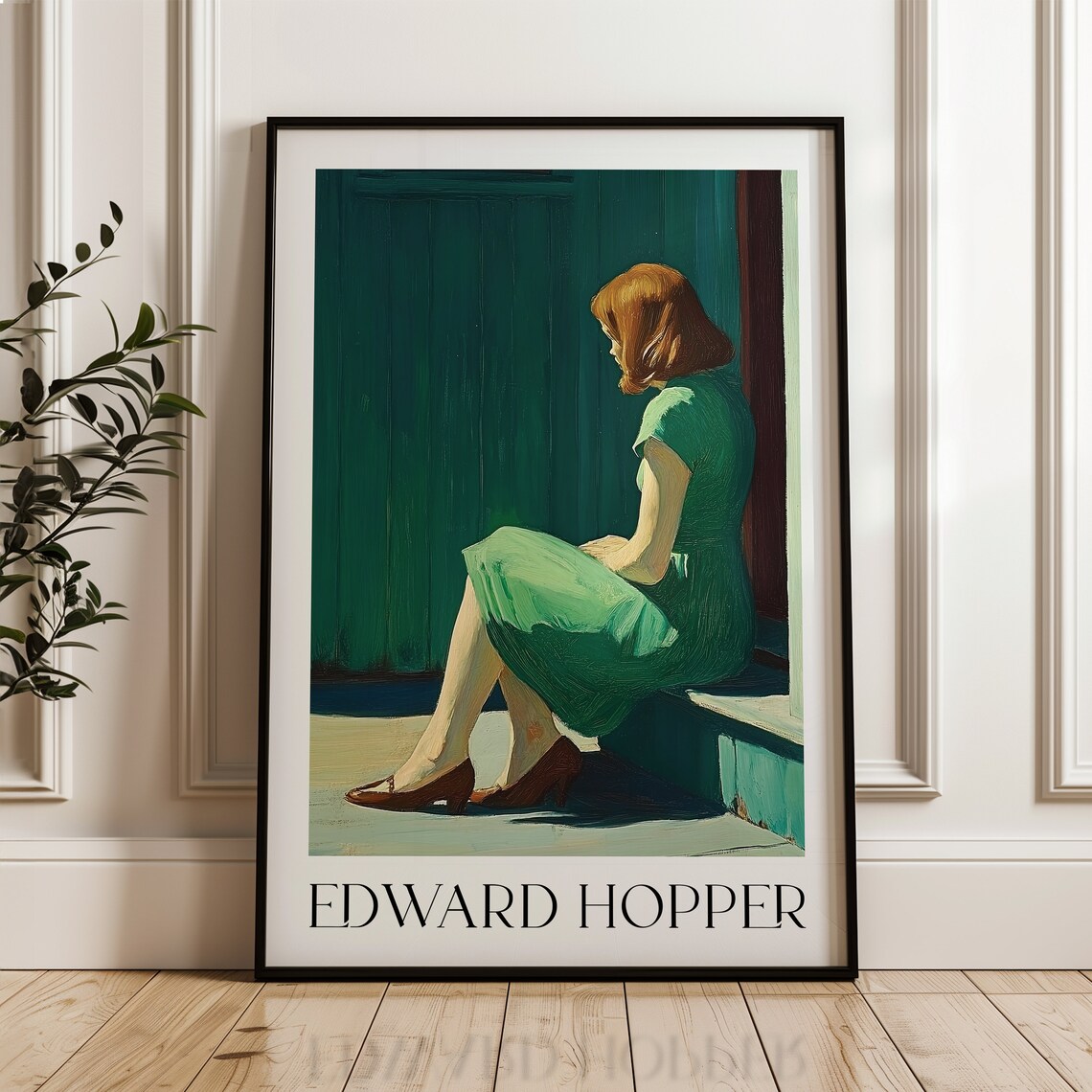 Edward Hopper Woman In Green Dress On Sunny Stoop Classic Art Poster