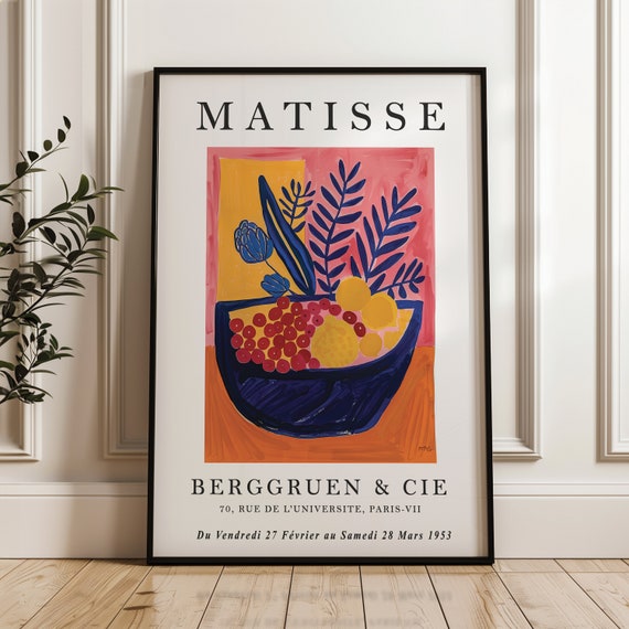 Henri Matisse Fruit Bowl Exhibition Poster Wall Art Colourful Vintage Fine Print Living Room Decor Mid Century Modern