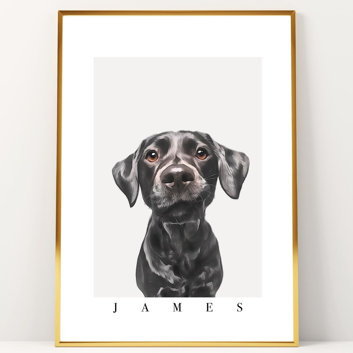Custom Black Labrador Portrait Named James Minimalist Dog Poster