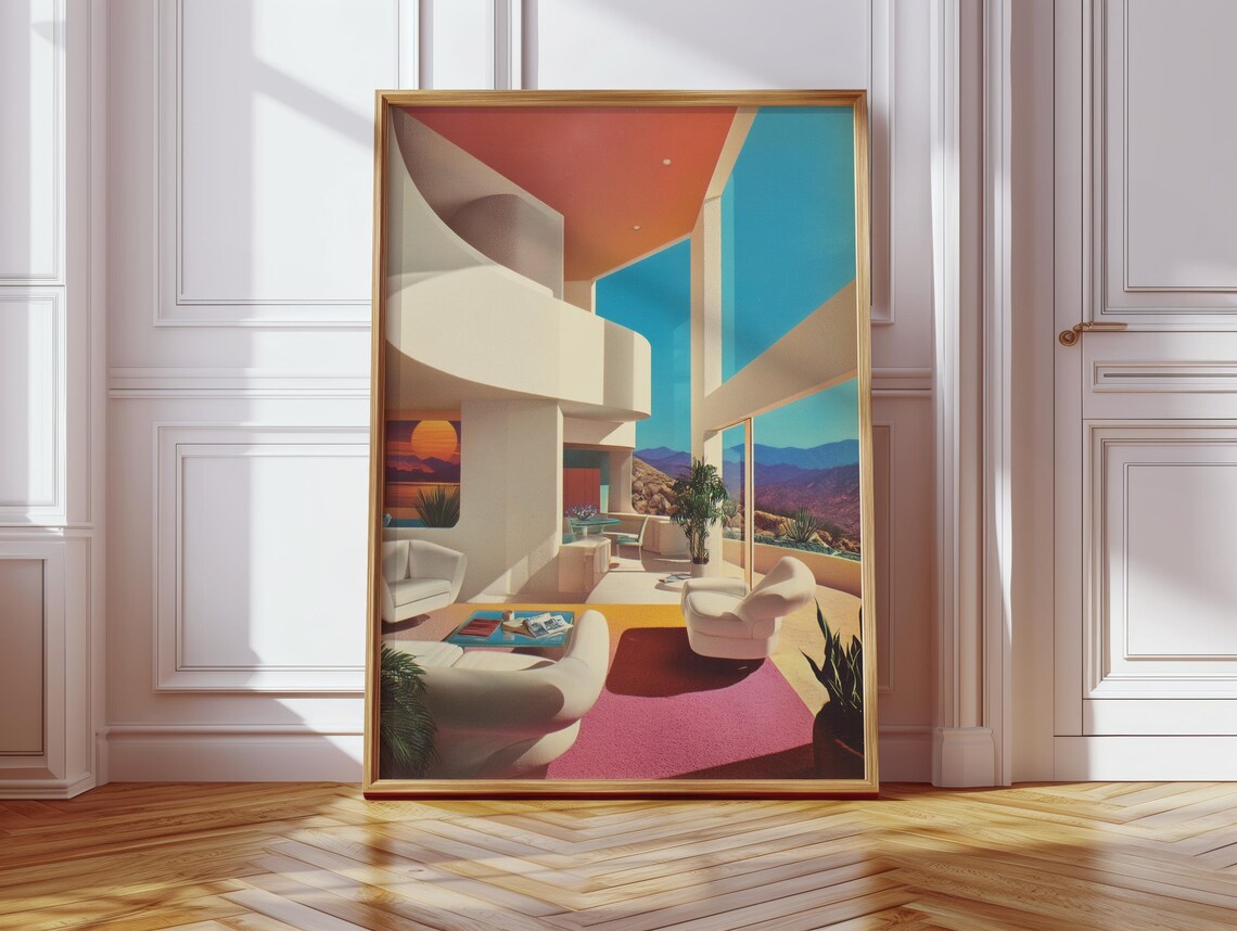 Arizona Sunset Inspired Retro Futurism Poster