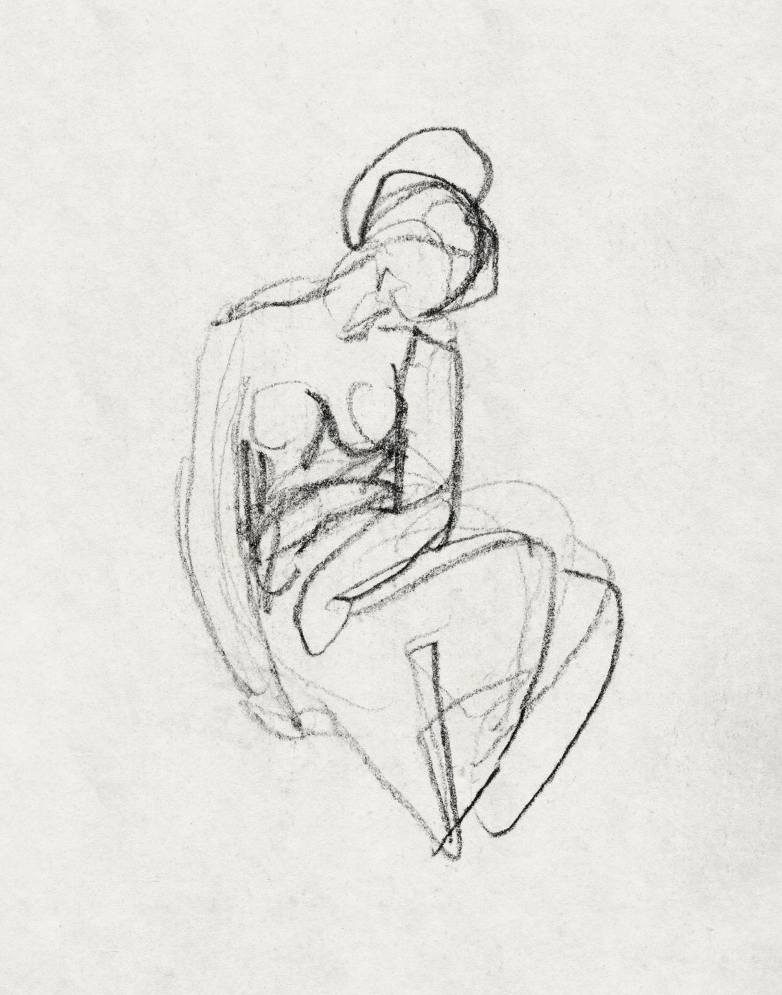 Woman Figure Abstract Line Art Vintage Sketch Print - Image 3
