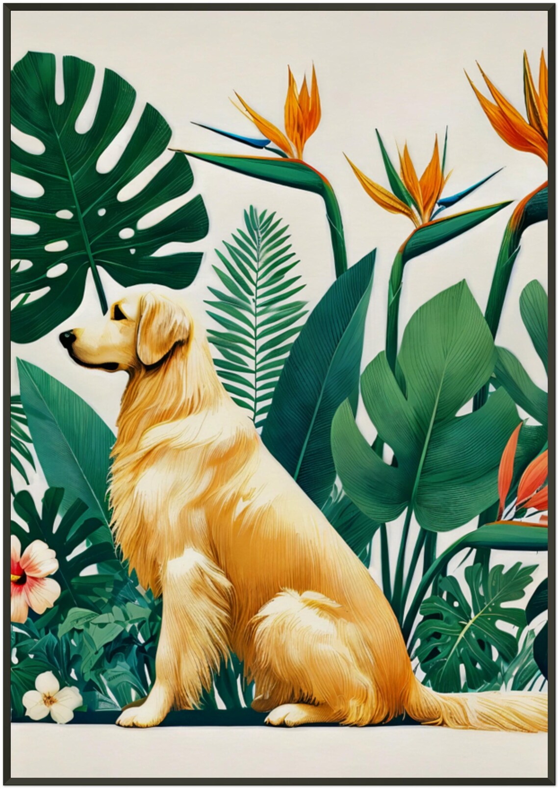 Golden Retriever Tropical Botanical Garden Sitting Dog Poster - Image 5