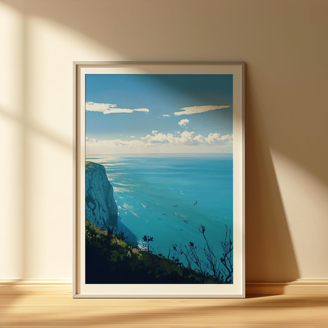 White Cliffs of Dover Blue Sea Seabirds Coastal Landscape Poster - Image 5